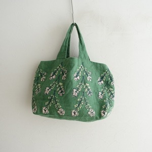 【定価1.5万】ミナペルホネン mina perhonen *twinsパニーニバッグ*かばんトート手提げ麻刺繍0424(ba7-2404-61)【03E42】