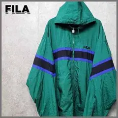 古着 90s フィラ FILA 刺繍 ナイロンジャケット マルチカラー XL