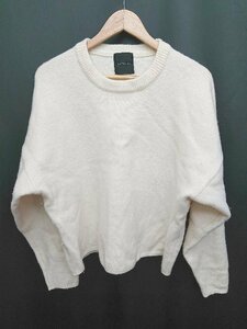 ◇ fuu/project フープロジェクト シンプル ウール 長袖 ニット セーター サイズ0 アイボリー メンズ P
