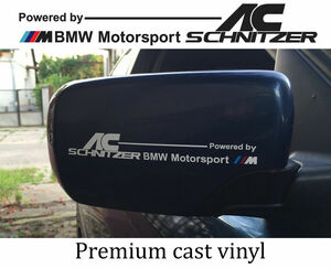 海外　限定品　送料込み BMW AC Schnitzer Decal Sticker ミラー ステッカー シール デカール 2枚セット ホワイト 15cm　ステッカー