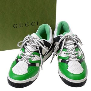 【送料無料】【本物】GUCCI★グッチ★バスケットパネルロートップスニーカー★デメトラ★ホワイト×グリーン×ブラック★ヴィンテージ加工