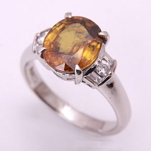 《質屋》Pt900★天然ジルコン3.89ct+ダイアモンドリング★C-5292