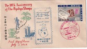 琉球・切手発行10周年記念貼、S.P.C.版
