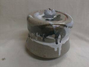 鮮やか釉　水指　16x16.5cm　和風陶器製器　茶道具　熊本小岱焼