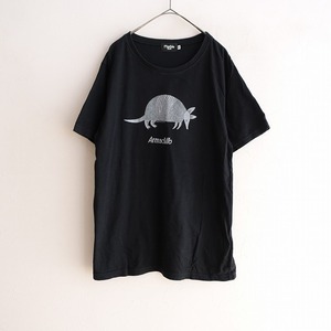 マーブルシュッド marble SUD *Armadillo アルマジロプリント半袖Tシャツ*M黒ブラックコットンカットソー(33-2408-657)【32I42a】