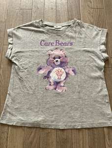 USED美品★ GU グレー×Care Bears 半袖ロゴTシャツ　140㎝