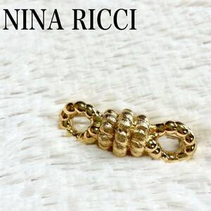 極美品 NINA RICCI ニナリッチ リボン ゴールド ブローチ 金 ロゴ