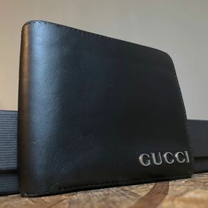 1円　美品　GUCCI グッチ シマ長財布 レザー キャンバス　ウォレット 二つ折り　財布 ロングウォレット マーモント コンパクト 黒