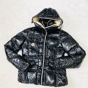 1円〜 極美品 MONCLER モンクレール BRANSON/ブランソン ダウンジャケット ブラック 0 Sサイズ相当 高級 希少 レディース ワッペン 正規品