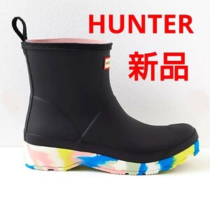 新品★HUNTER ハンター プレイショート スプラッシュ ソール ブーツ UK4 23cm 防水 レイン シューズ 長靴 アウトドア フェス