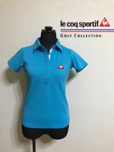 【美品】 le coq sportif GOLF COLLECTION ルコック ゴルフ レディース ウェア ドライ ポロシャツ トップス サイズXS 半袖 水色 QGL1711