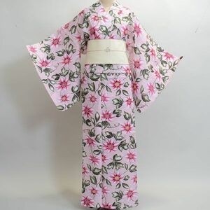 浴衣 単品 仕立て上がり 女性用 百花斉放 綿100％ 花柄 レトロ柄 花火や夏祭りに 新品（株）安田屋 NO14304