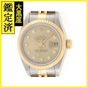 W番　ROLEX　ロレックス　デイトジャスト　69173G　18YG/SS　10Pダイヤ　ゴールド文字盤　レディース　腕時計【200】C