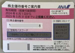 ANA 株主優待券 2025年5月31日まで 国内片道１区間料金割引 番号通知のみ 