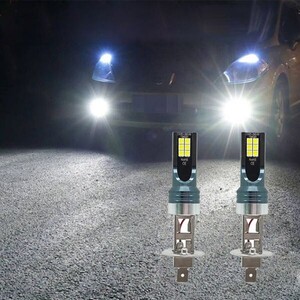 LEDフォグ LEDバルブ 12SMD 12V/24V兼用 H1 6500K ホワイト 3030SMDチップ LEDフォグランプ 2個セット N547-1