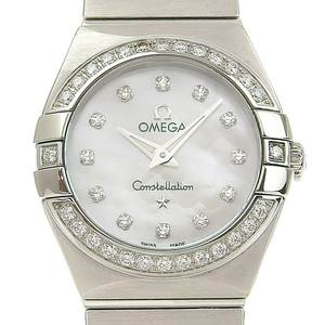 OMEGA オメガ コンステレーション ダイヤベゼル 10Pダイヤ 123.15.24.60.55.001 腕時計 SS×ダイヤモンド クオーツ【I220823046】中古