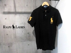 POLO RALPH LAUREN/ポロ ラルフローレン CUSTOM FIT ビッグポニー刺繍 半袖 ポロシャツ L/半袖シャツ/カノコ/黒 金/メンズ