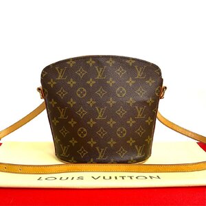 極 美品 LOUIS VUITTON ルイヴィトン ヴィンテージ ドルーオ モノグラム レザー 本革 ミニ ショルダーバッグ ポシェット ブラウン 182-6