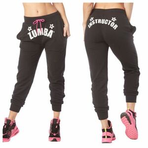 Zumba Happiness Instructor Sweatpants ズンバ　インストラクター　お花可愛いロゴ　スウェットパンツ　ブラック　黒