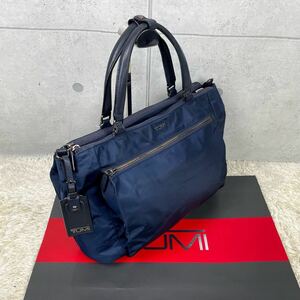 TUMI トゥミ Voyageur シェリル メンズ ビジネス トートバッグ ブリーフケース 肩掛け 牛革+ナイロン A4+PC収納可 大容量 通勤 旅行 紺色