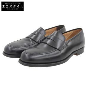 美品 CROCKETT＆JONES クロケット＆ジョーンズ BOSTON2 コインローファー シューズ メンズ ブラック 8E 376ラスト