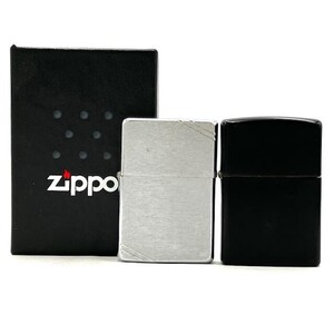 仙57【2点】ZIPPO まとめ売り 2個セット オイルライター シルバーカラー ブラックカラー ジッポ ライター 喫煙グッズ