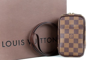 【新品同様・未使用】LOUIS VUITTON ヴィトン オカピ ダミエ ポーチ 小物入れ バッグ ショルダー ブラウン系【JG95】