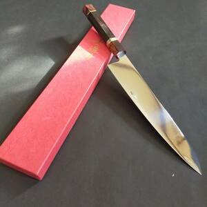 【新品】鏡面仕上 本焼V金10号和牛刀240mm 黒檀八角柄