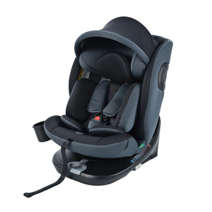 【トップテザー】チャイルドシート 新生児 ISOFIX 0歳～12歳 360度回転式 40～150cm ジュニアシート 調節可能 【ブラック＋グレー】 