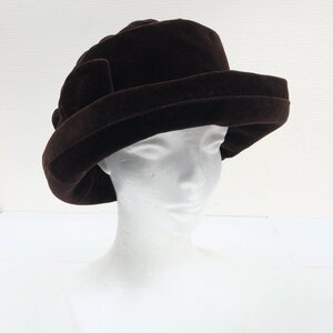 美品 伊製 Borsalino ボルサリーノ ベルベット リボン ハット M ブラウン系 イタリア製 パークパイ 帽子 国内正規品 レディース 女性用