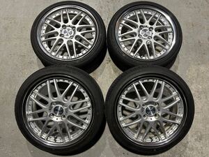 美品 WORK ワーク リザルタードメッシュ 16インチ 5.5J +42 4H 100 マットシルバー 165/45R16 バリミゾ 9.5分山 