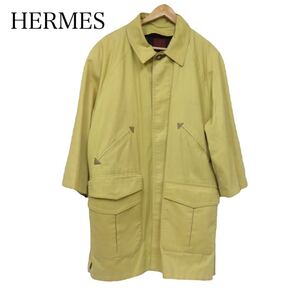 HERMES エルメス インナー付き　 ステンカラーコート　マスタードカラー系　おしゃれ　 アウター　上着　48 バーバリー