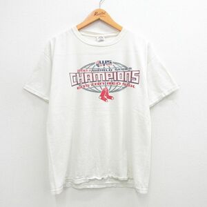 XL/古着 半袖 ビンテージ Tシャツ メンズ 00s MLB ボストンレッドソックス ワールドシリーズ コットン クルーネック 白 ホワイト メジャー