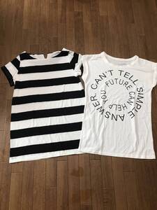 ★ロングTシャツボーダー 白２枚セット★M