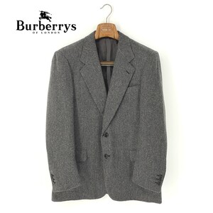 A6889/ビンテージ 80s 極美品 秋冬 総裏 BURBERRY バーバリー カシミヤ100% テーラード シングル2Bジャケット 48 灰色/イタリア製 メンズ