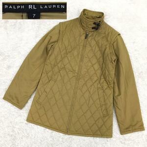 RALPH LAUREN ラルフローレン 2WAY キルティングジャケット 中綿ブルゾン 防寒着 袖丈着脱 レディース サイズ7号