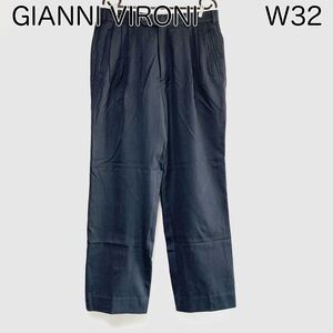 US古着 GIANNI VIRONI 3タック スラックス ネイビー 紺