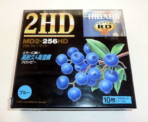 未開封品 maxell　5インチ　フロッピーディスク 2HD MD2-256HD　10枚入りパック　ブルー