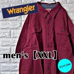 AB67【Wrangler】半袖ボタンシャツ【メンズ2XL】ワインレッド