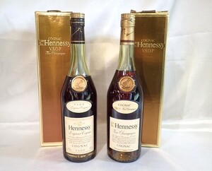 1182[M]箱付◆未開栓古酒◆Hennessy/ヘネシー/VSOP/COGNAC/コニャック/ブランデー/グリーンボトル/スリムボトル/700ml/40%/まとめて 2本