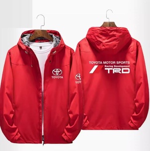 新品 トヨタ TRD モータースポーツ ロゴ アウトドアスポーツウェア ジッパーパーカー スウェット 釣り服 冬服 レッド S~3XL