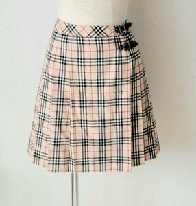 ●BURBERRY バーバリー ノバチェックプリーツ巻きスカートベルトアジャスター付き サイズ160A ベージュ 三陽商会