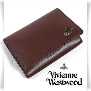 新品1円～★Vivienne Westwood ヴィヴィアンウエストウッド 牛革レザー 名刺入れ カードケース スマートVWK 茶 オーブ ブラウン◆3478◆