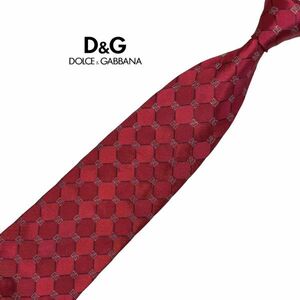 DOLCE&GABBANA 高級ネクタイ DG柄 パターン柄ワインカラー系 ドルチェ&ガッバーナ D&G ITALY製 ネコポス可 USED t841