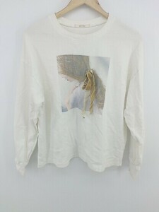 ◇ one after another NICE CLAUP リボン 長袖 Tシャツ カットソー オフホワイト系 マルチ レディース E