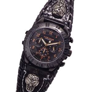 腕時計 メンズ ウォッチ ダニエル ミューラー DM2020 ブラック 10気圧防水 クロノグラフ ステンレス 革ベルト