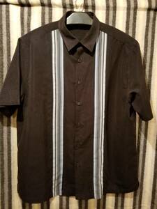 古着　BIGシャツ　ロカビリーシャツ（2Lサイズ）キューバシャツ　切り替えシャツ　黒