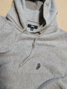 国内入手困難 STUSSY Swirl Embroidered Hoodie グレー sizeS 極美品 ステューシーフーディー プルオーバーパーカー 激レア！