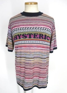 HYSTERIC GLAMOUR ジャガードボーダー半袖ニットプルオーバー / ヒステリックグラマー カットソー セーター [B50485]