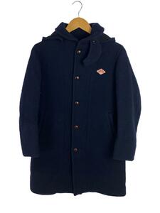 DANTON◆WOOL MOSSER SINGLE HOOD COAT/ウールモッサシングルフードコート/34/ウール/ネイビー